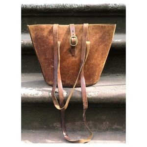 Vintage Brown Leather Bucket Bag